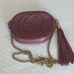 Gucci Purple Leather Soho Round Chain Crossbody Mini